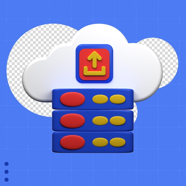 Hochladen von Cloud-Computing-Technologie Zeichen oder Symbol 3D-Rendering