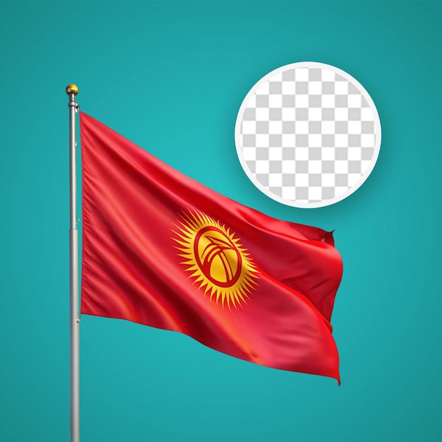 PSD hochwertige fahne kirgisistans in realistischem 3d-rendering