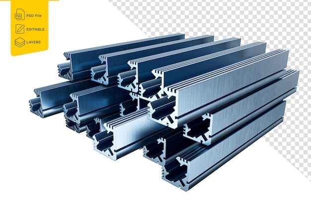 Hochwertige graue Aluminiumprofile für Türen und Fenster Konzept 3D-Illustration