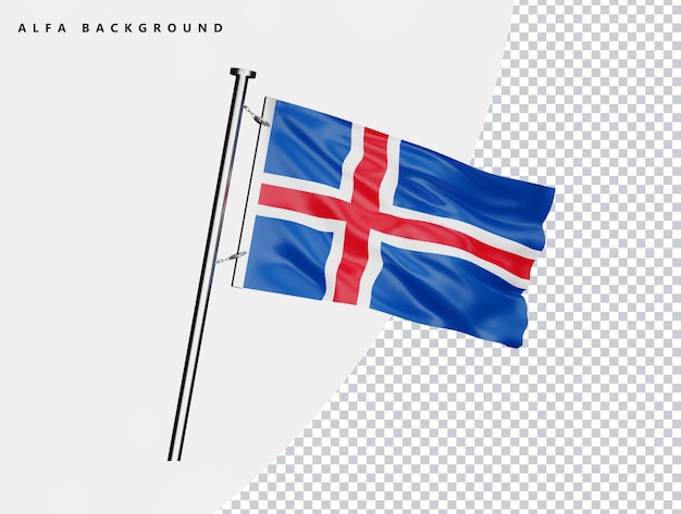 Hochwertige isländische Flagge in realistischem 3D-Render