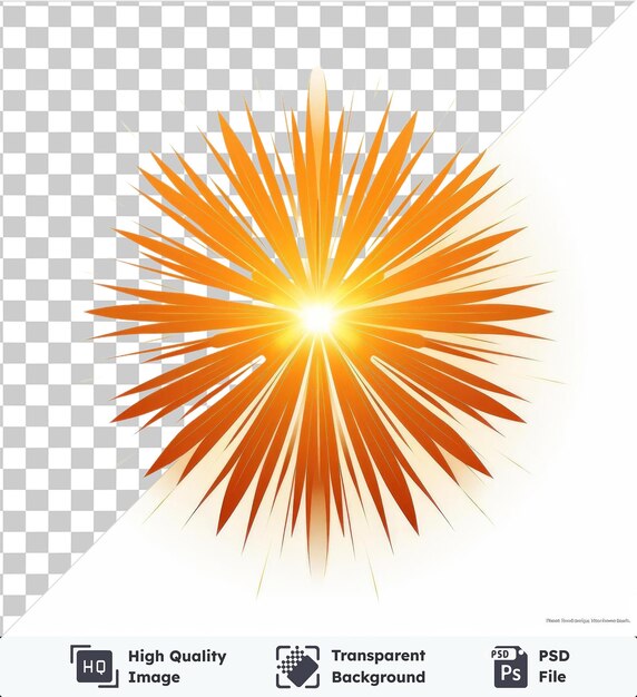 PSD hochwertige transparente psd-vektor-sonnenstrahlen symbol für morgendämmerung orangefarbene sonne auf einem isolierten hintergrund