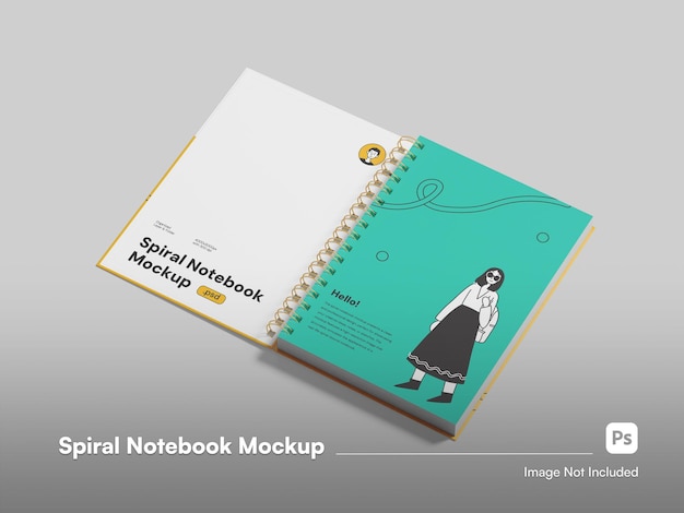 Hochwertiges, sauberes, offenes notebook 3d-isoliertes mockup