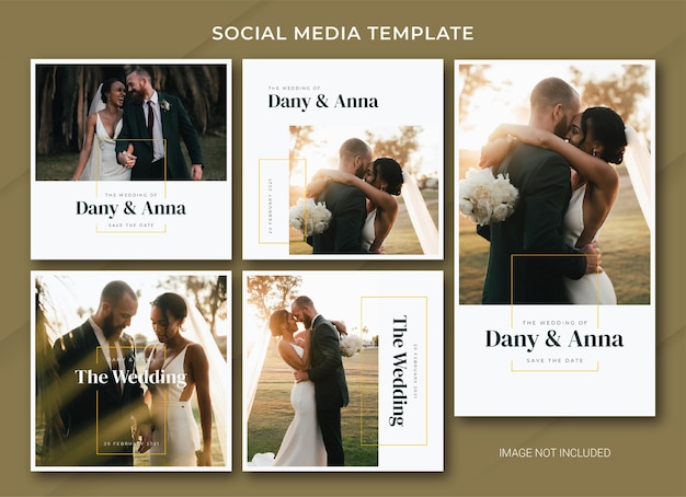 PSD hochzeit social media post bundle vorlage