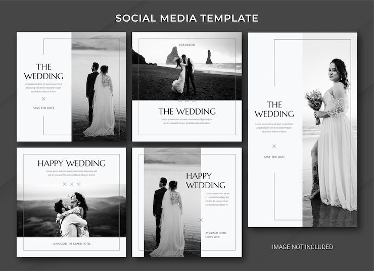 PSD hochzeit social media post bundle vorlage