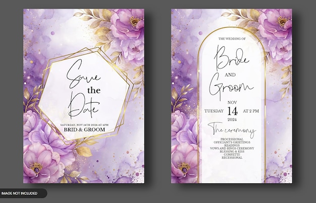 Hochzeits-Einladung Aquarellblumen mit Text