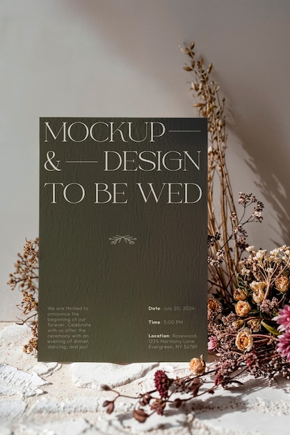 Hochzeits-Einladungs-Arrangement-Mockup