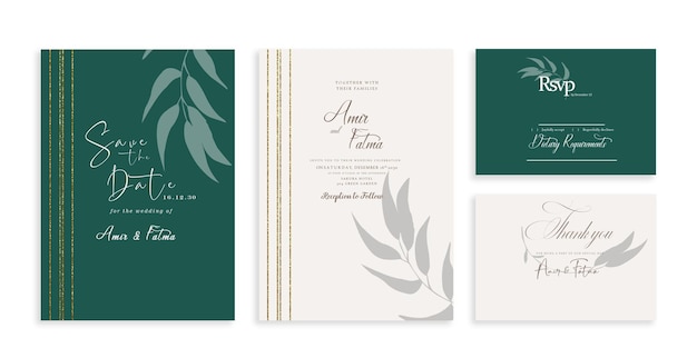 Hochzeitseinladung, Save the Date, Danke, Antwortkarte Designvorlage psd