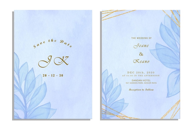 Hochzeitseinladungskarten mit aquarellblumen psd