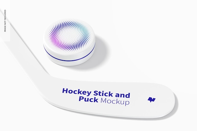 Hockeyschläger und puck mockup, nahaufnahme