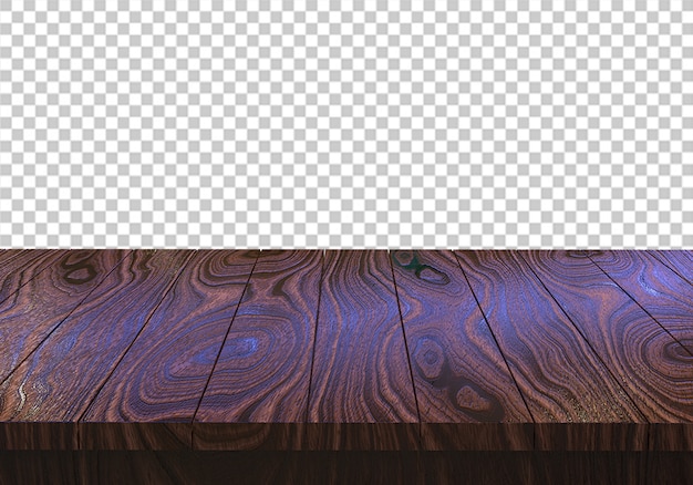 Hölzerne tischplatte lokalisiert auf transparentem hintergrund