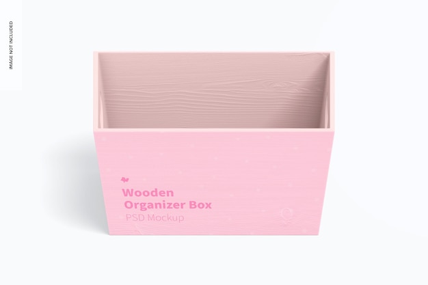 PSD hölzernes organizer-box-modell, isometrische vorderansicht