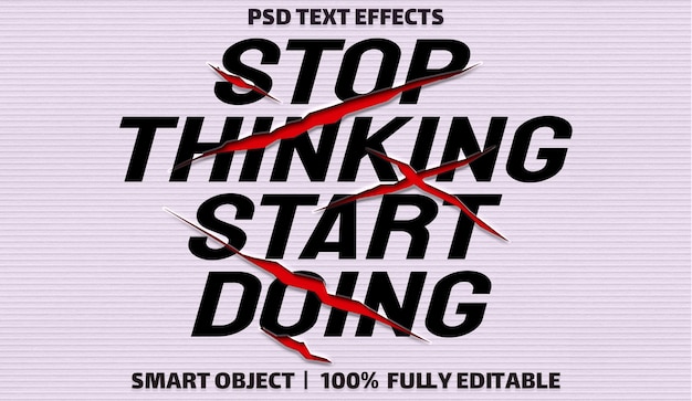 Hör auf zu denken, fang an, psd-texteffekt zu machen