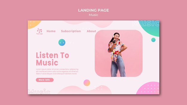 Hören sie musik-landingpage-vorlage