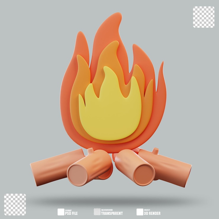 PSD hoguera de ilustración 3d