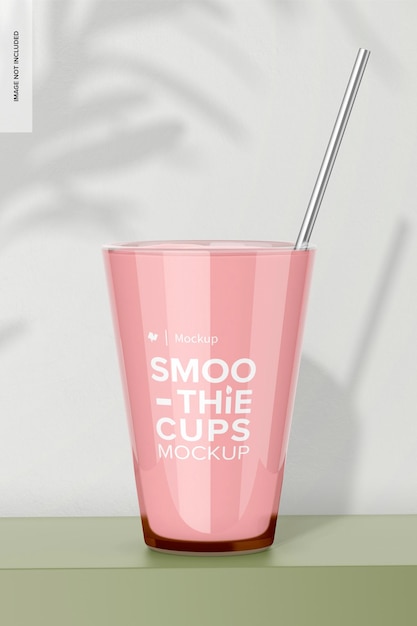 Hohe smoothie cup mockup vorderansicht