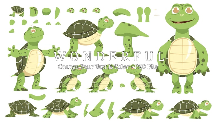 PSD hoja de animación de las tortugas de dibujos animados