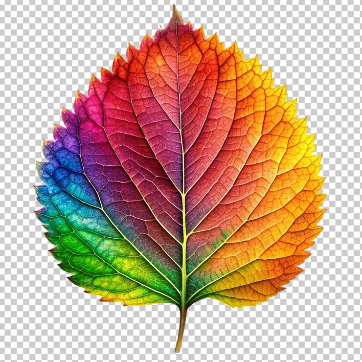 PSD hoja de arco iris sobre un fondo transparente