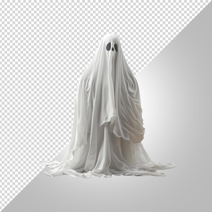 PSD una hoja blanca de un fantasma se muestra en el medio de una hoja blanca