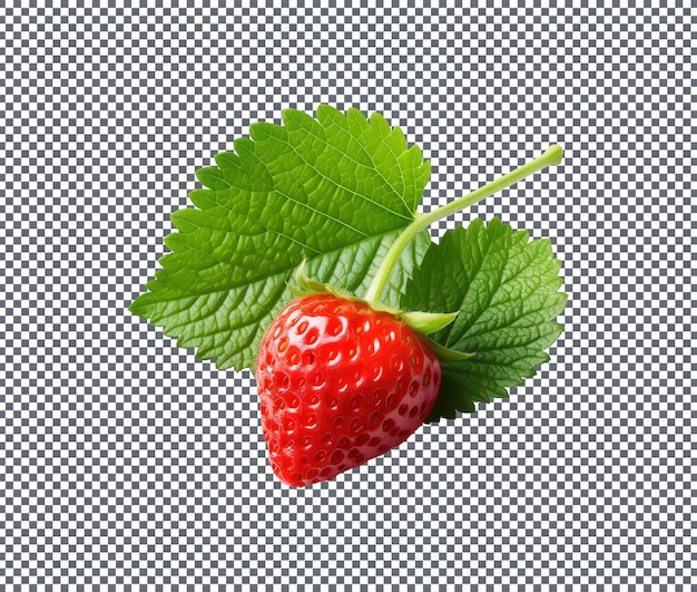 Hoja de fresa verde fresca aislada sobre un fondo transparente