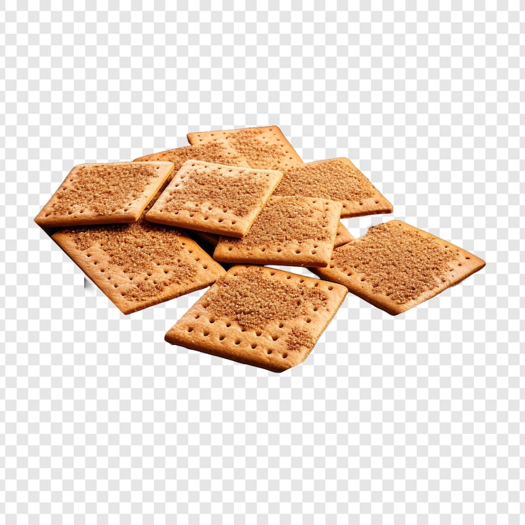 PSD hoja de hornear con galletas graham aisladas sobre un fondo transparente