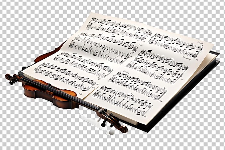 PSD hoja de música aislada sobre un fondo transparente