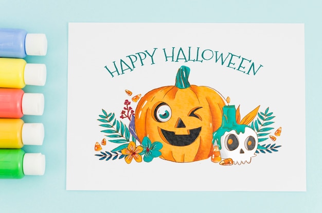 PSD hoja de papel con concepto de feliz halloween