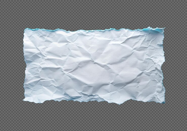 PSD hoja de papel de rasgadura blanca con textura aislada sobre un fondo transparente