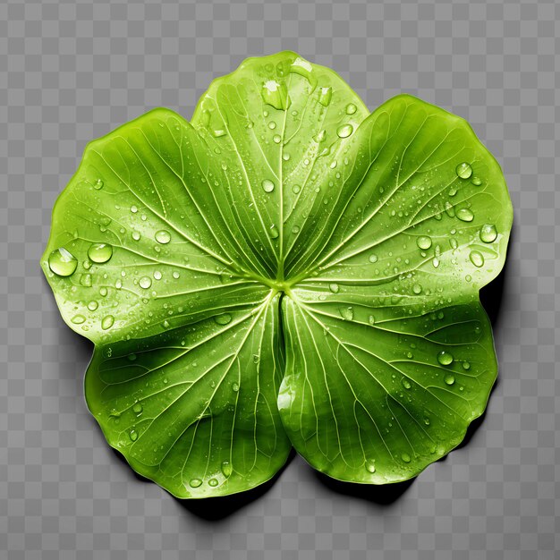 Una hoja verde con gotas de agua en ella