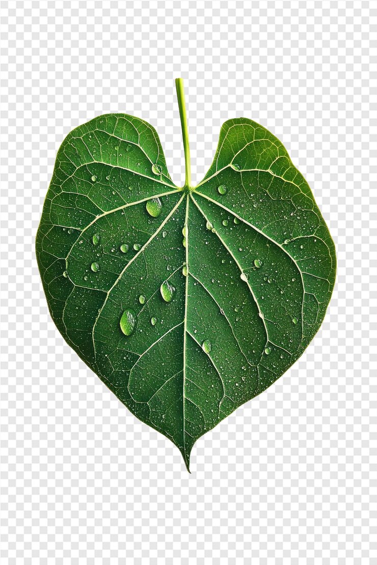 PSD una hoja verde con gotas de agua en ella