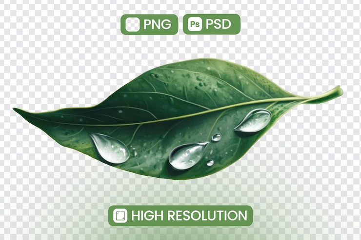 PSD la hoja verde tiene gotas de agua con gas fresca concepto de naturaleza fresca