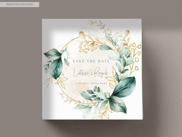PSD hojas de acuarela tarjeta de invitación de boda