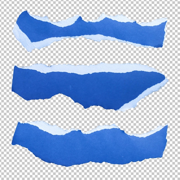 Hojas de borde de papel rasgado azul renderizado aislado