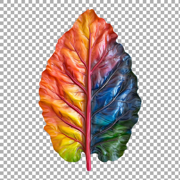 PSD hojas coloridas contra un fondo transparente para proyectos de diseño estacional o decorativo de la naturaleza
