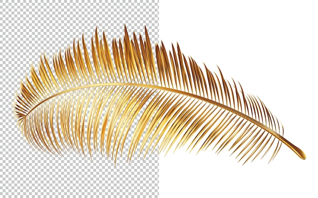 Hojas doradas de palmera aislada representación 3d