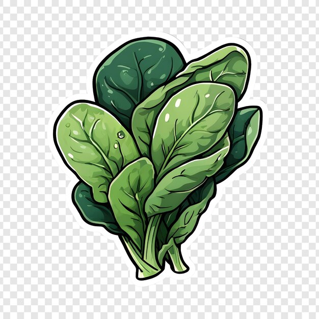 Las hojas frescas de espinaca verde son un montón de verduras saludables Ilustración de dibujos animados