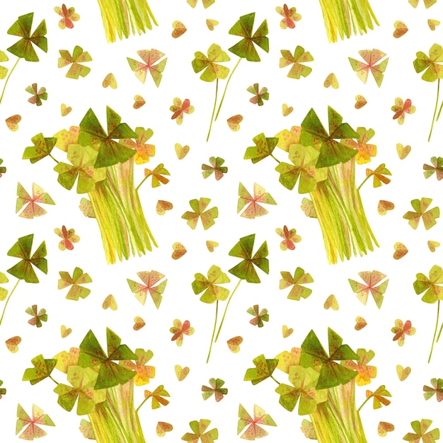 Hojas de jardín de primavera de oxalis patrón sin costuras papel digital de scrapbooking