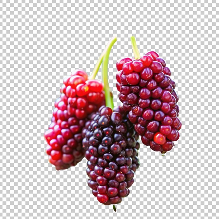 PSD hojas de morera con frutos de morera roja