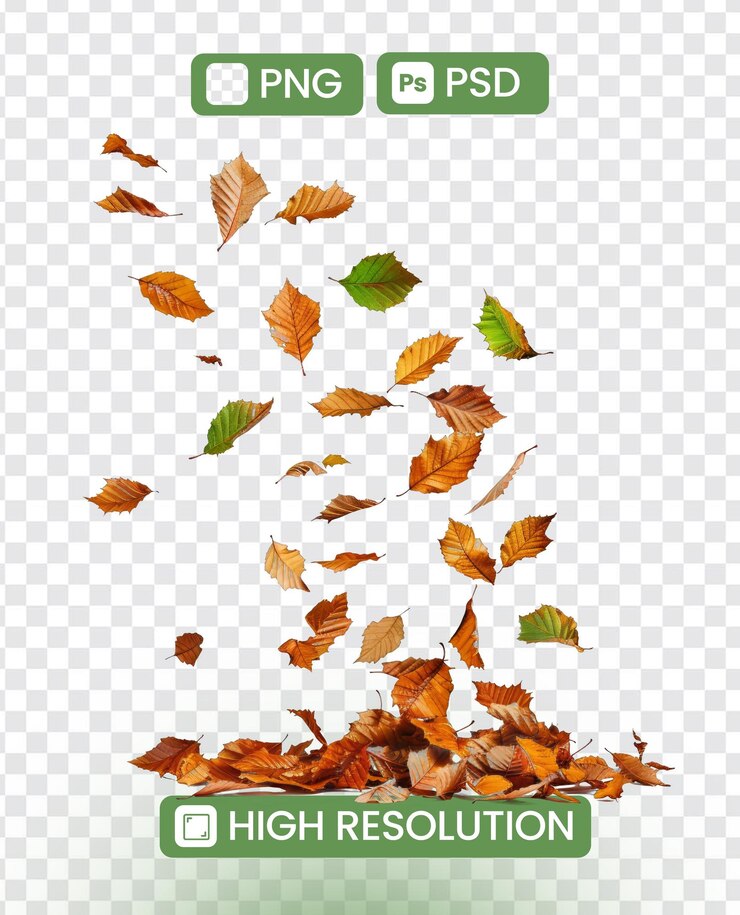 PSD las hojas de otoño girando en el aire un momento cautivador y efímero capturado en movimiento
