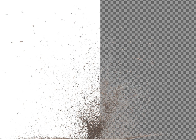 Hojas de té secas negras explotan pequeñas hojas de té de tamaño fino explotan volando mosca de nube abstracta tés de color marrón salpicando en aire fondo blanco obturador de alta velocidad aislado lanzando congelación