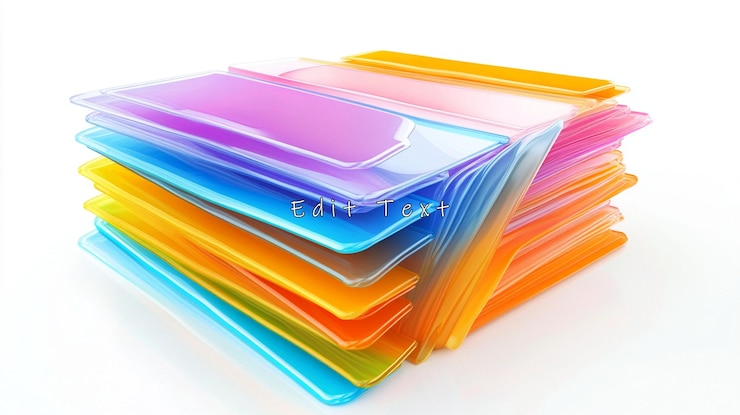 PSD hojas translúcidas de colores apiladas