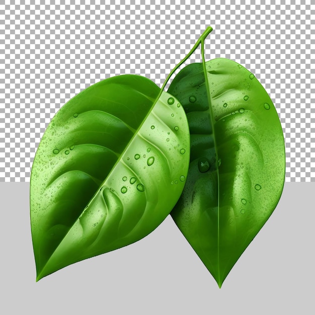 Hojas verdes en fondo transparente generado por Ai