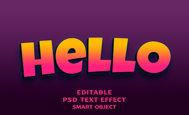 Hola diseño de efectos de texto 3D