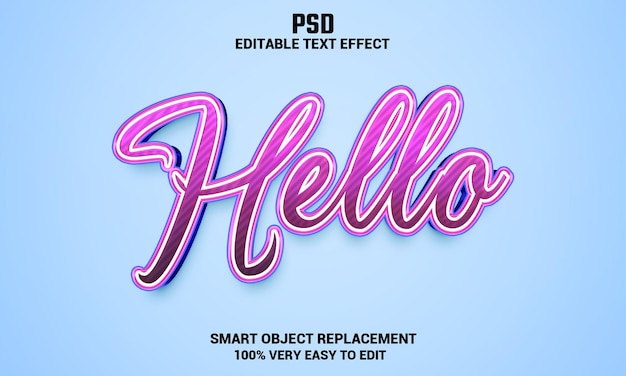 Hola efecto de texto editable 3d con fondo PSD Premium
