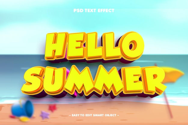 Hola efecto de texto editable de verano