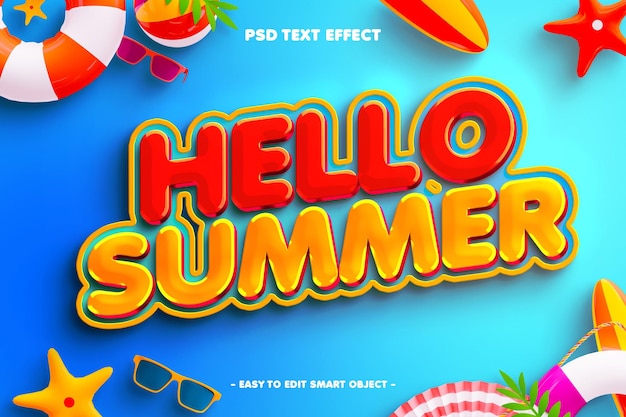 Hola efecto de texto editable de verano