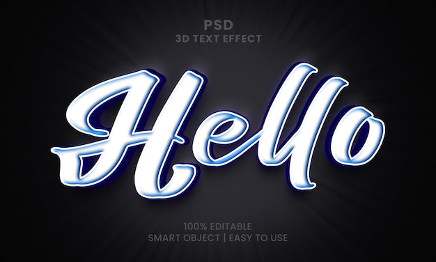 Hola efecto de texto de estilo 3D PSD