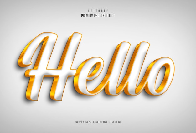 Hola efecto de texto psd editable dorado