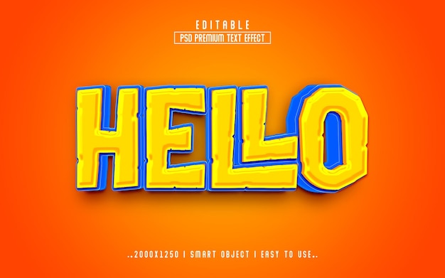 Hola estilo de efecto de texto editable en 3d