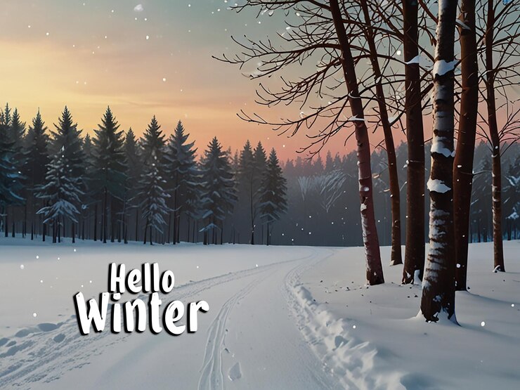 PSD hola, fondo de invierno con archivo editable