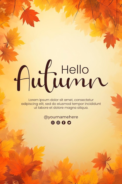 Hola fondo de otoño y cartel de otoño